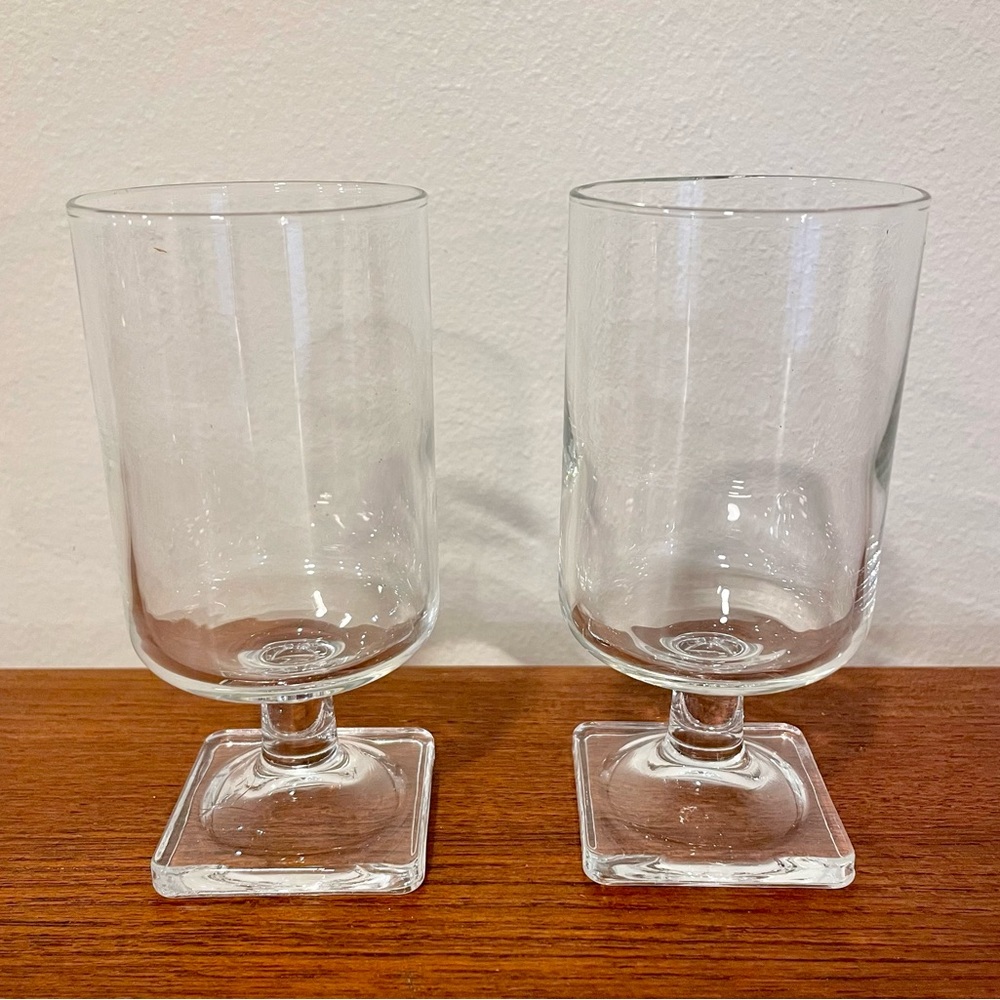 Vintage Federal Glass Nordic Square Footed Juice Glasses clear EUC